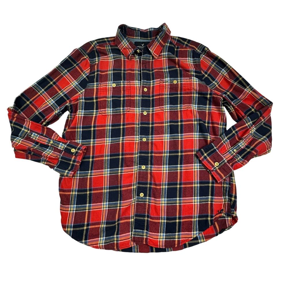 American Eagle Soft Classic Fit Plaid Long Sleeve Button Down Shirt Men's Size M